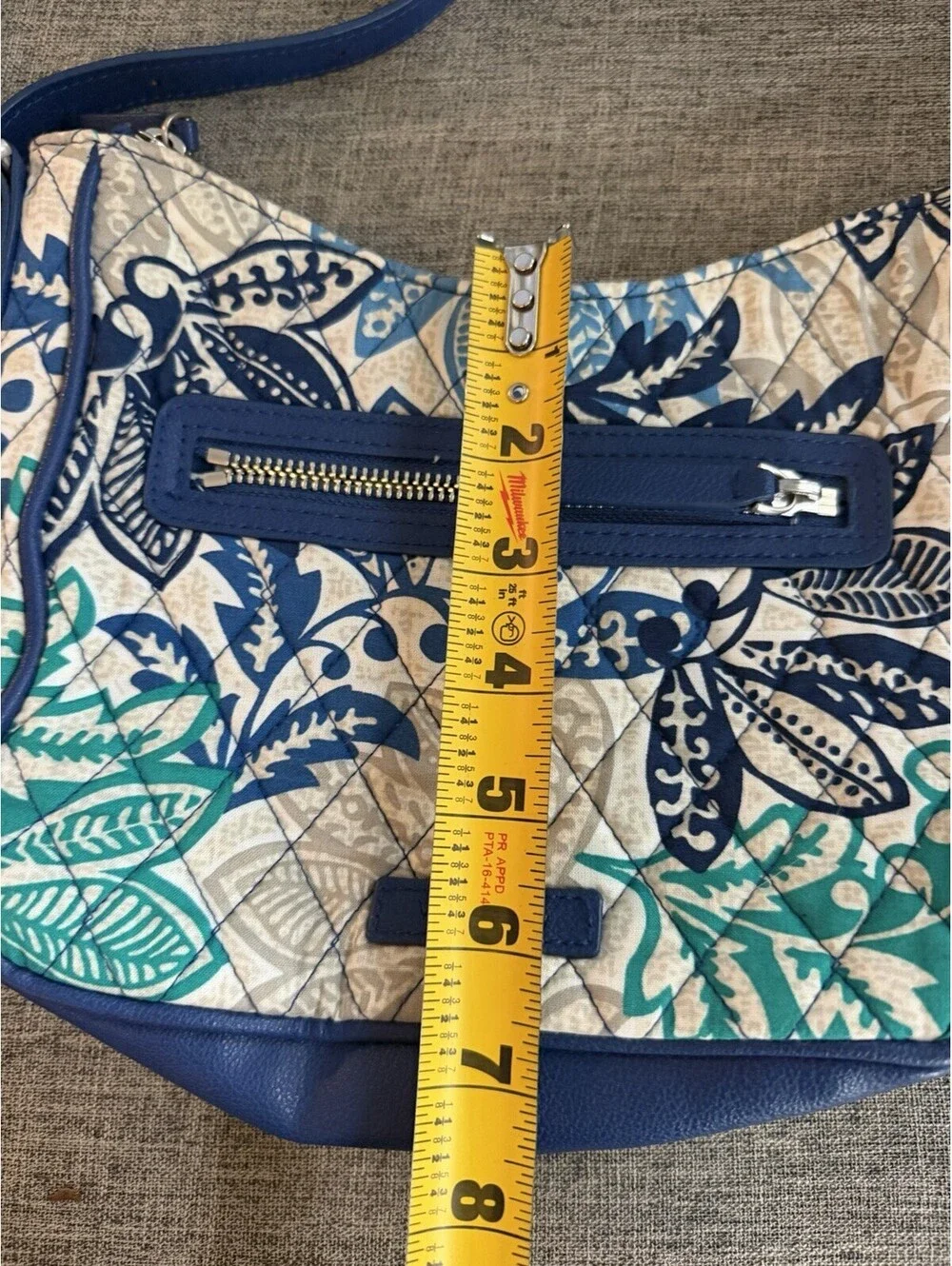 Vera Bradley Vivian In Santiago Blue Gray Crossbody Blue Strap